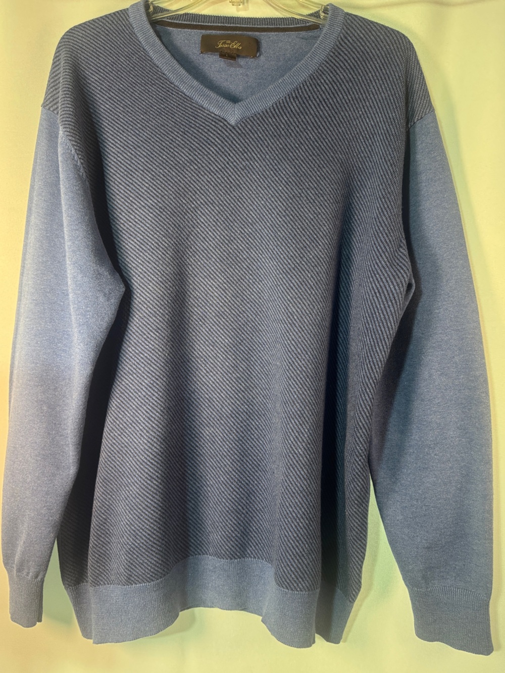 Tasso Elba - Men's Cotton Blue & Gray Textured Crewneck Sweater